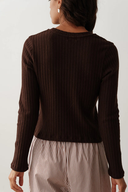 The Sweater Rib Cardi - Espresso