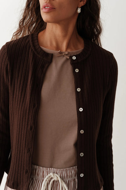 The Sweater Rib Cardi - Espresso