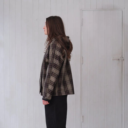 Waxed Cotton Batwing Jacket - Tartan