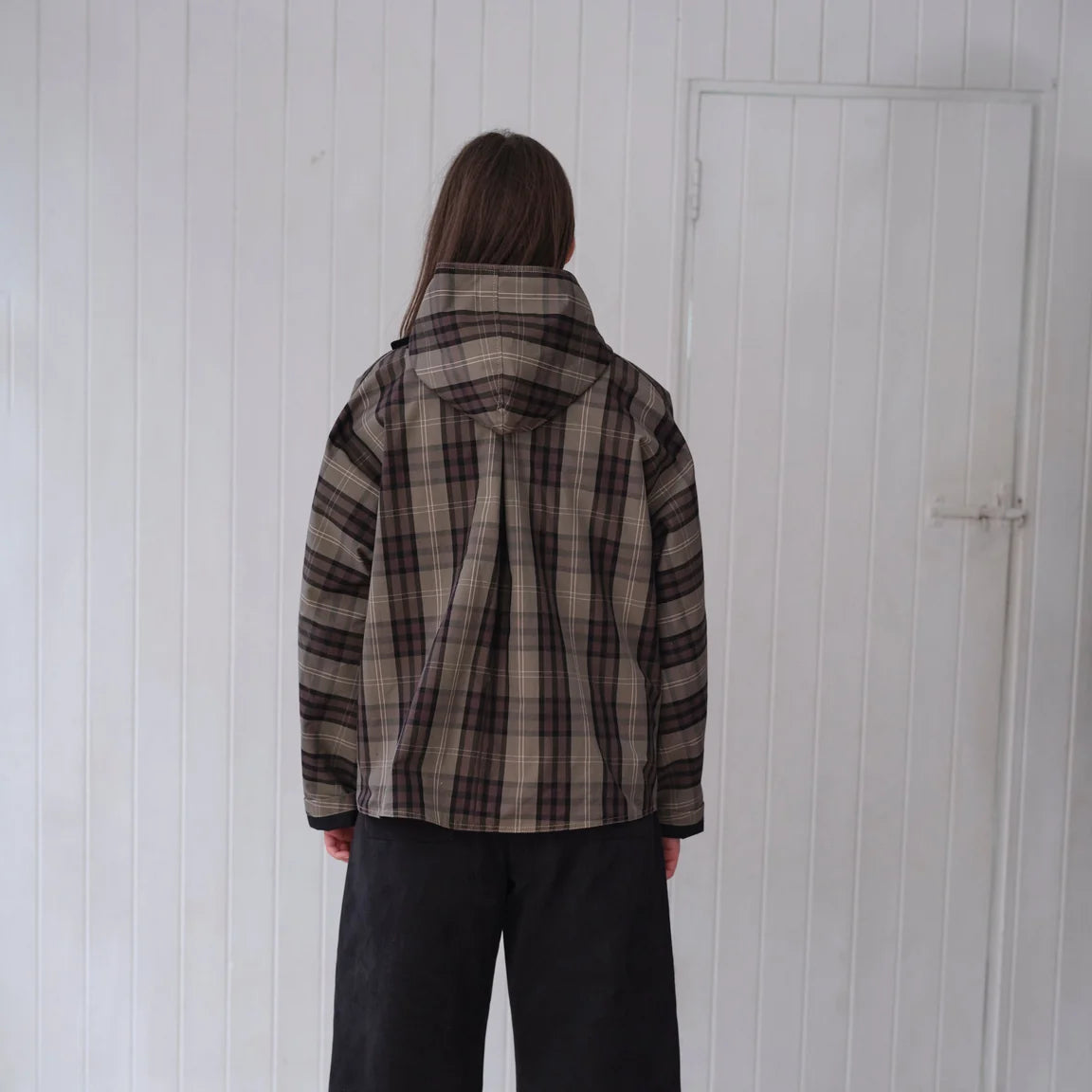 Waxed Cotton Batwing Jacket - Tartan