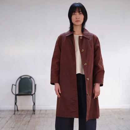 Waxed Cotton Oversized Louis Coat - Chestnut