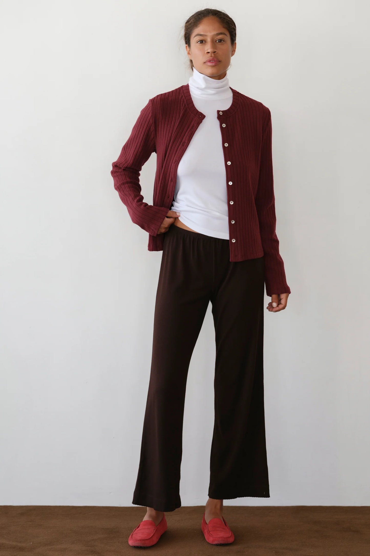 The Sweater Rib Cardi - Oxblood