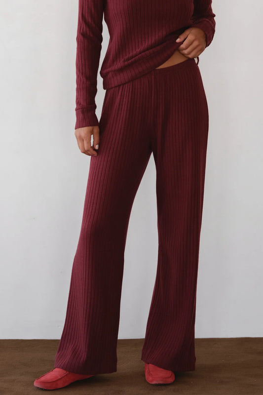 The Sweater Rib Simple Pant - Oxblood