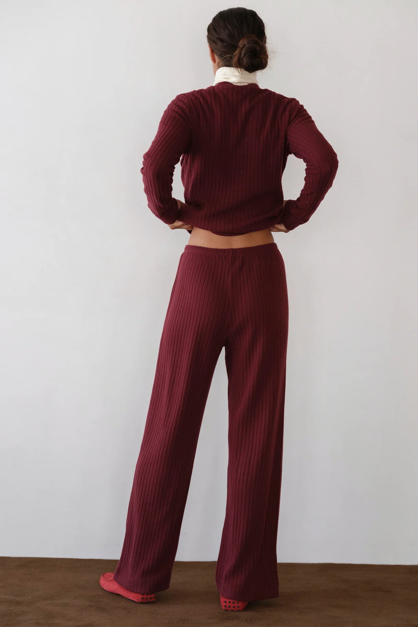 The Sweater Rib Simple Pant - Oxblood