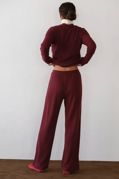 The Sweater Rib Simple Pant - Oxblood
