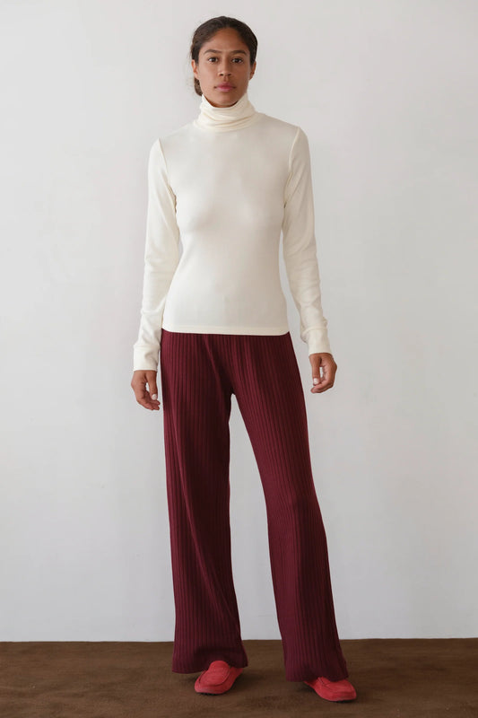 The Sweater Rib Simple Pant - Oxblood