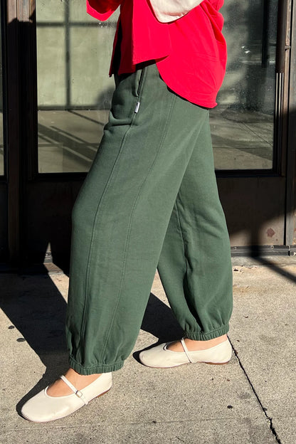 French Terry Balloon Pants - Cedar Green
