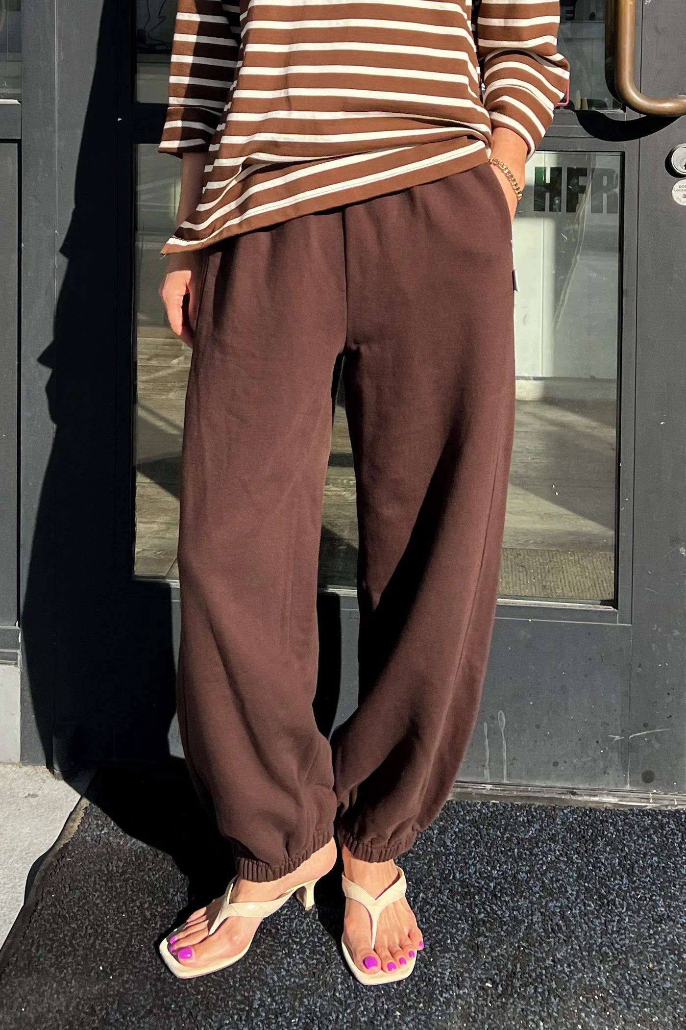 French Terry Balloon Pants - Cocoa Bean