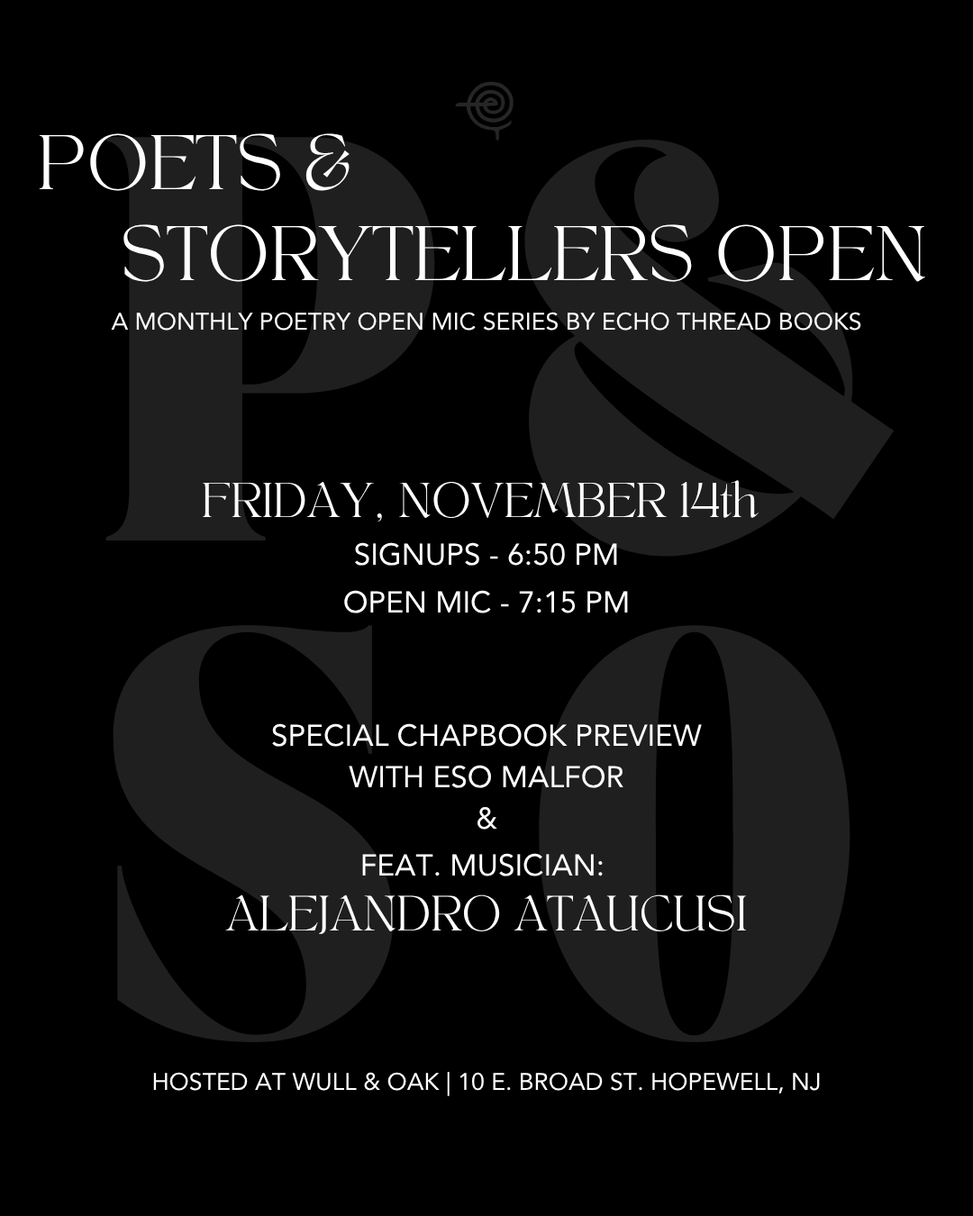NOV. 14 | Poets & Storytellers Open