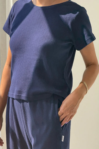 Pointelle Babe Tee - Navy