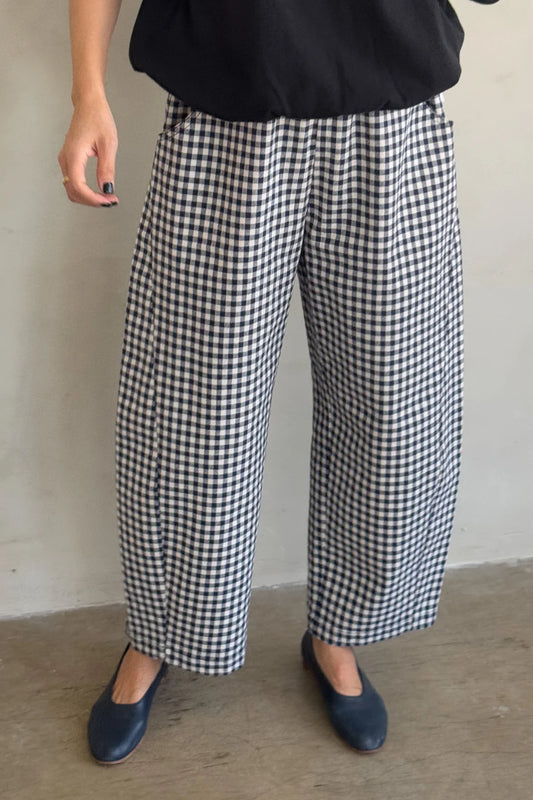 Gingham Arc Pants - Navy Gingham