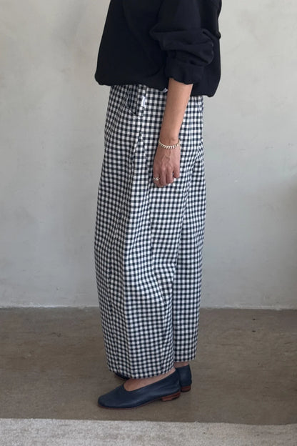 Gingham Arc Pants - Navy Gingham