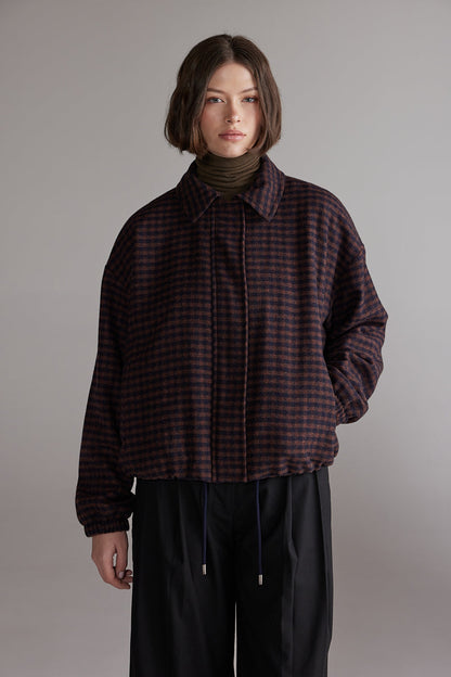 Gingham Jacket - Wine & Black