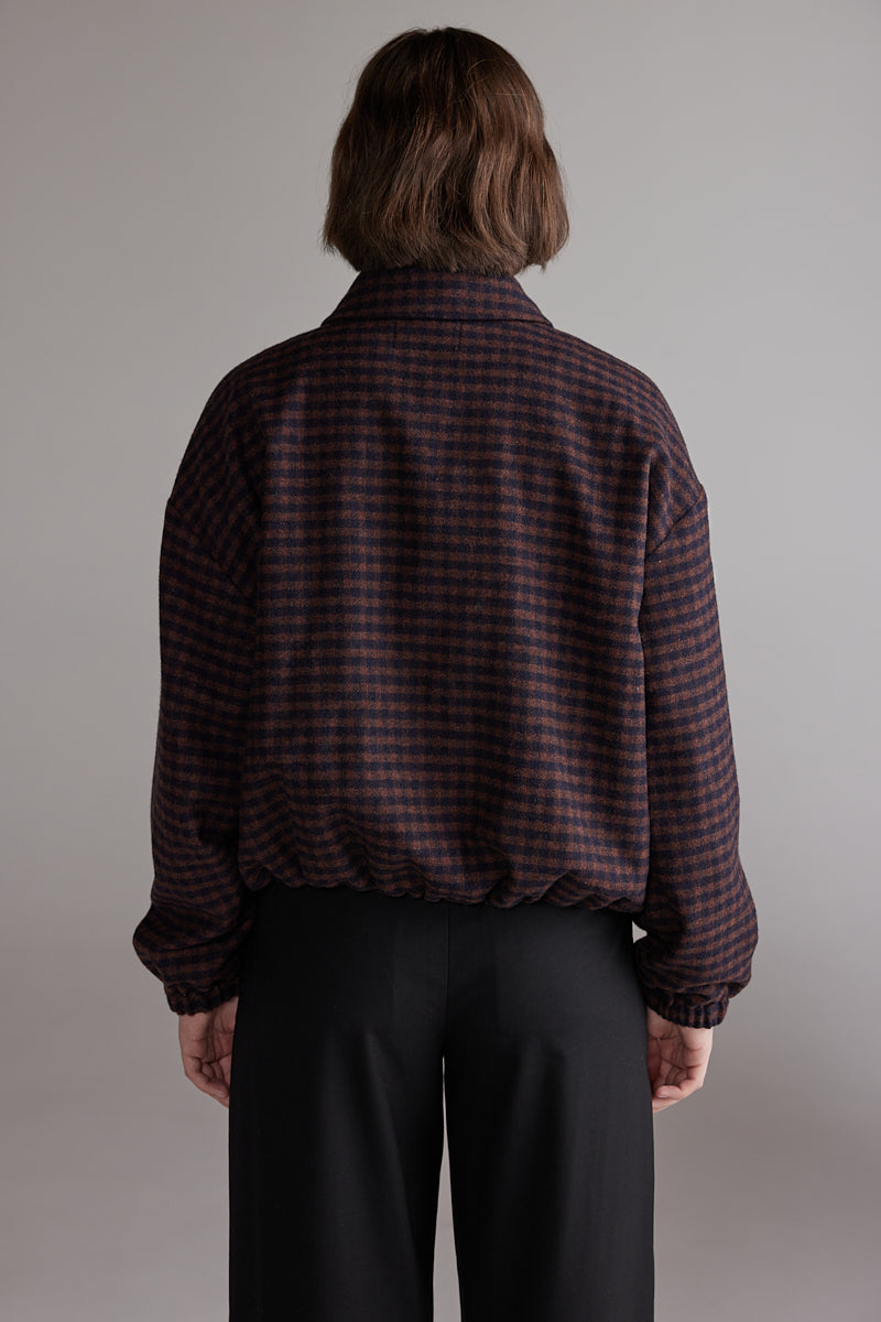Gingham Jacket - Wine & Black