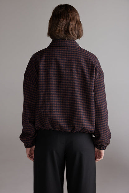 Gingham Jacket - Wine & Black