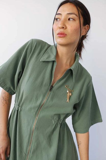 Long Utility Dress - Sea Glass