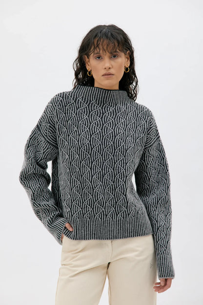Zoya Bicolour Lambswool Sweater - Black