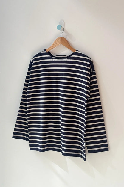 PREORDER Marseille Top - White Stripe on Navy