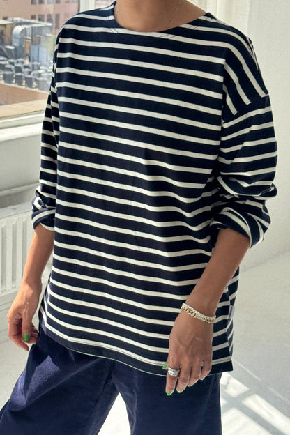 PREORDER Marseille Top - White Stripe on Navy