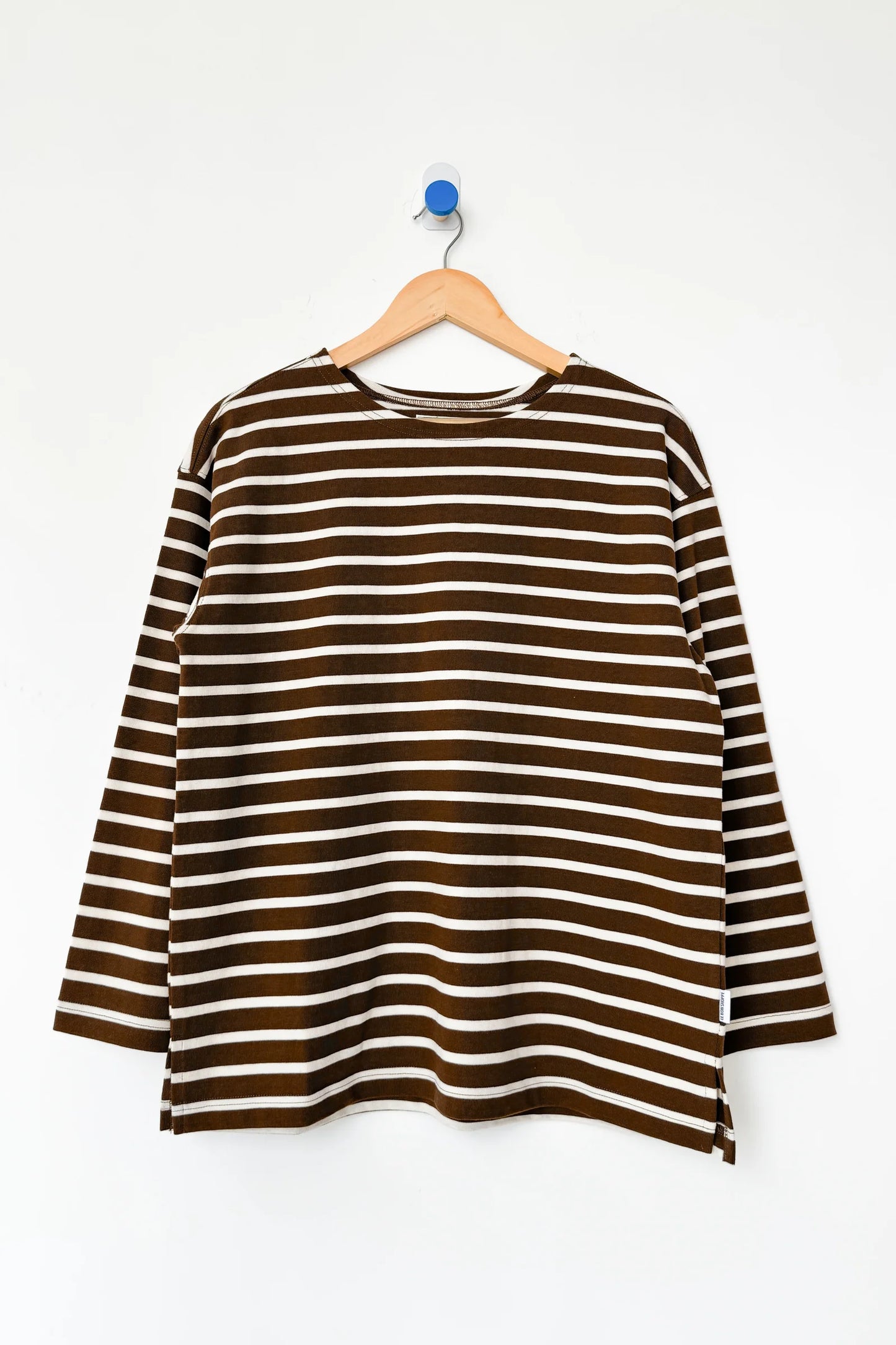PREORDER Marseille Top - White Stripe on Coffee