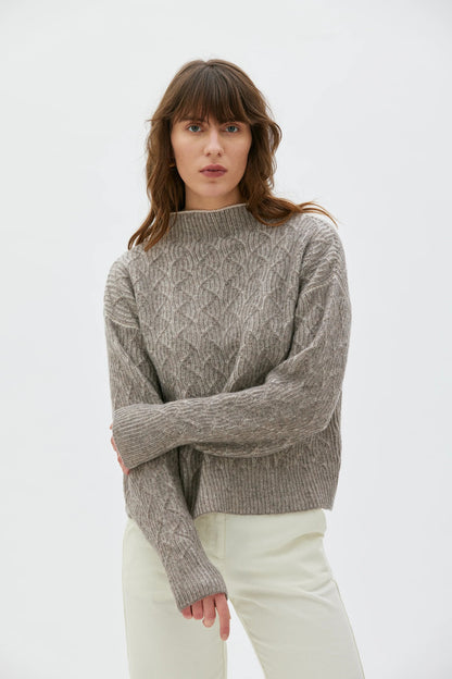Zoya Bicolour Lambswool Sweater - Taupe