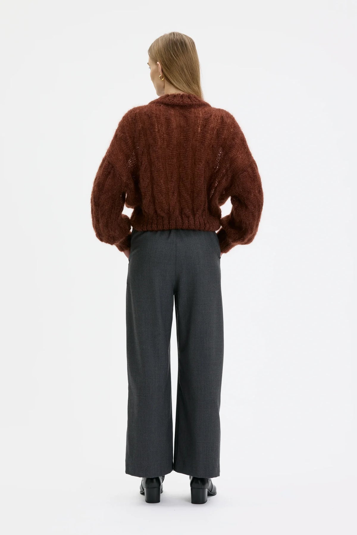 Gala Elastic Waist Wool Trousers - Charcoal