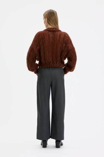 Gala Elastic Waist Wool Trousers - Charcoal