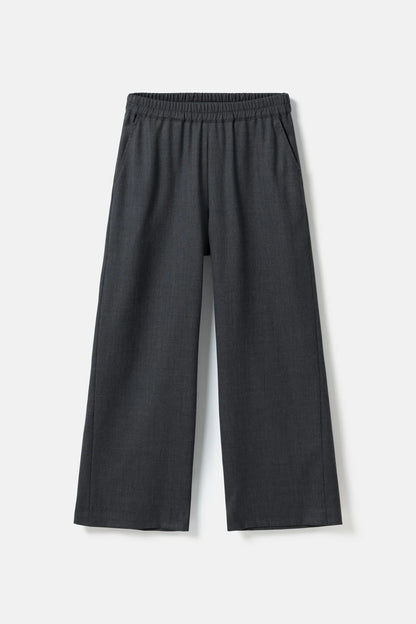 Gala Elastic Waist Wool Trousers - Charcoal