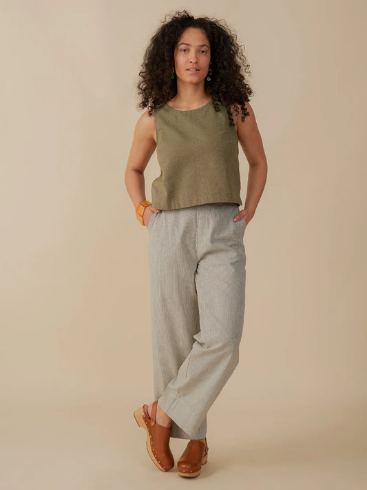 Tabitha Pant - Olive Stripe