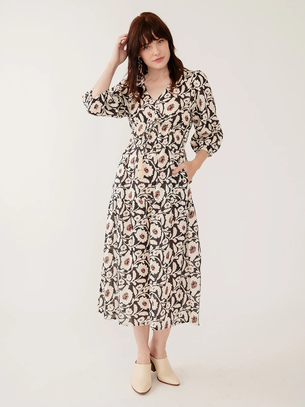 Maddie Dress - Black and White Floral