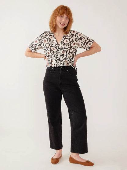 Wren Wrap Top -Black and White Floral