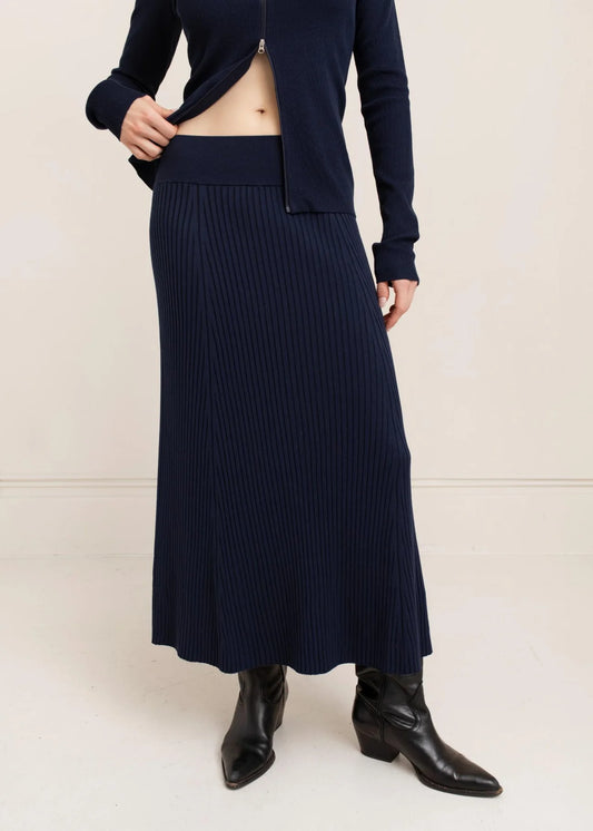 Afiya Rib Skirt - French Navy