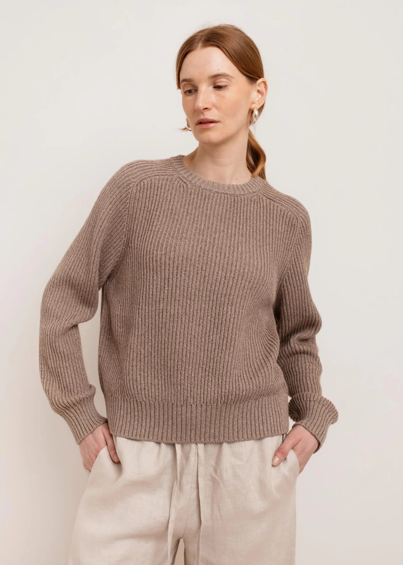 Avery Crew Neck Sweater - Silver Mink