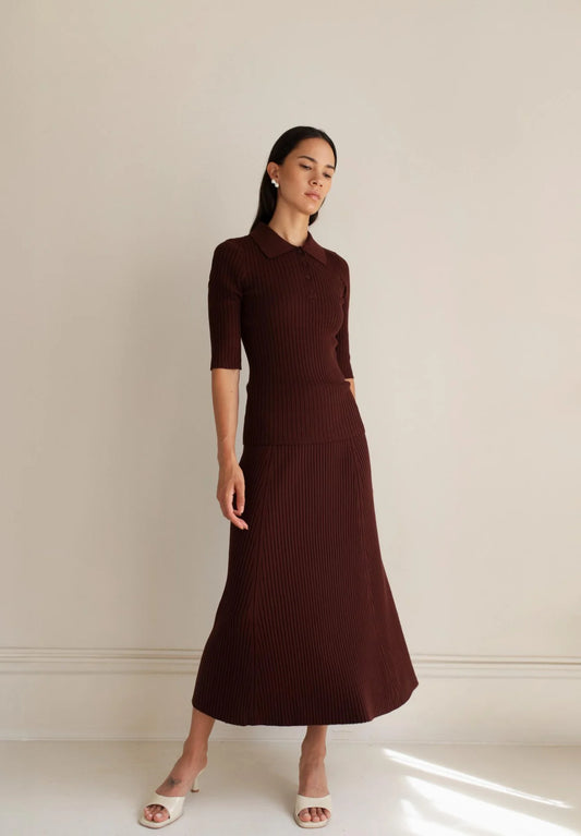 Afiya Rib Skirt - Truffle