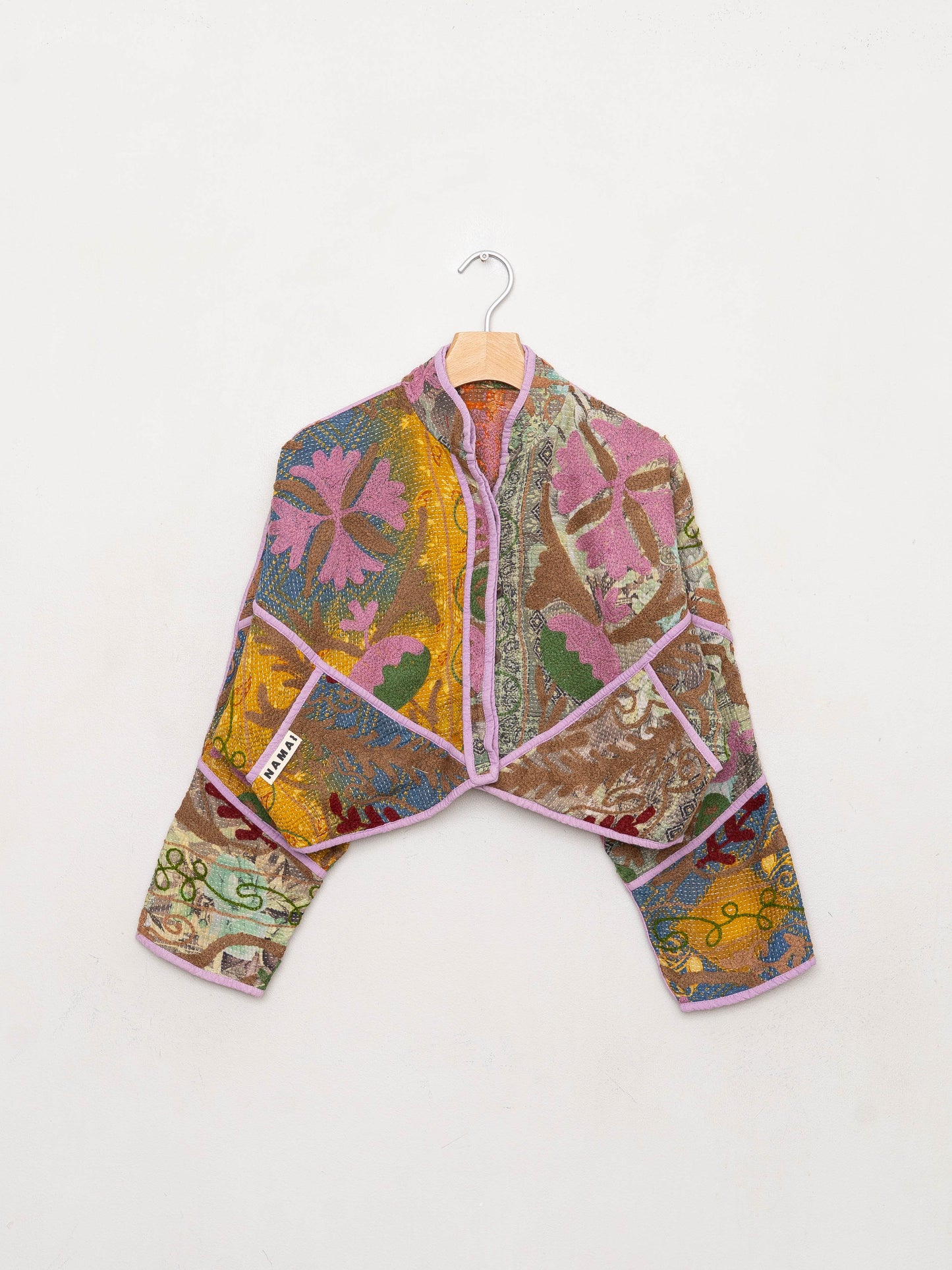 The Kaira Cropped Suzani Quilted Kantha Jacket