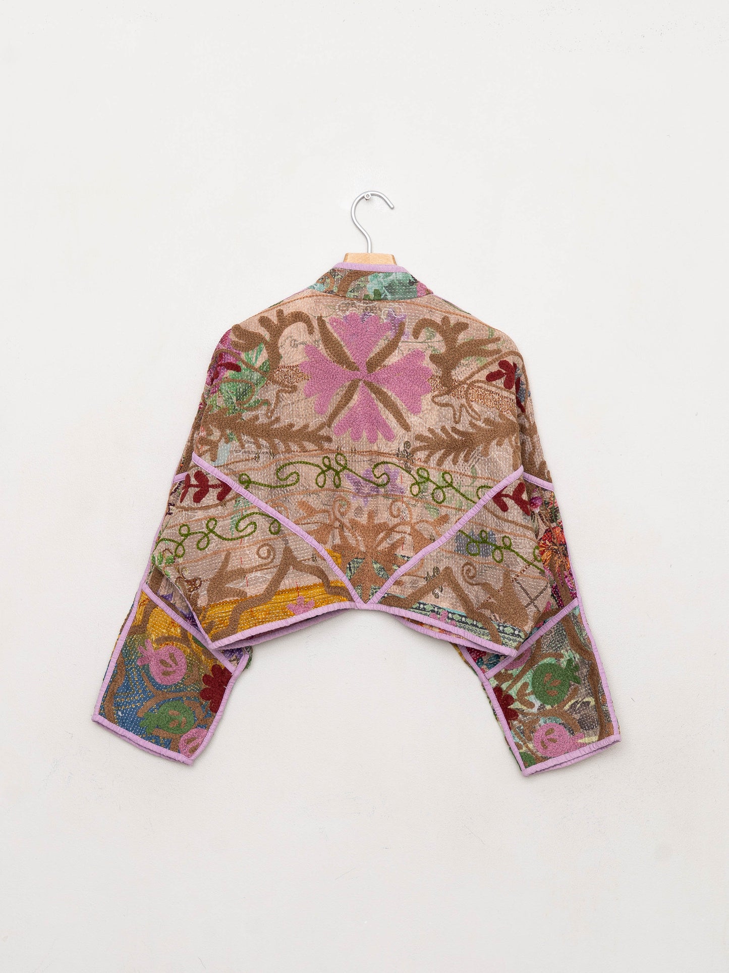The Kaira Cropped Suzani Quilted Kantha Jacket