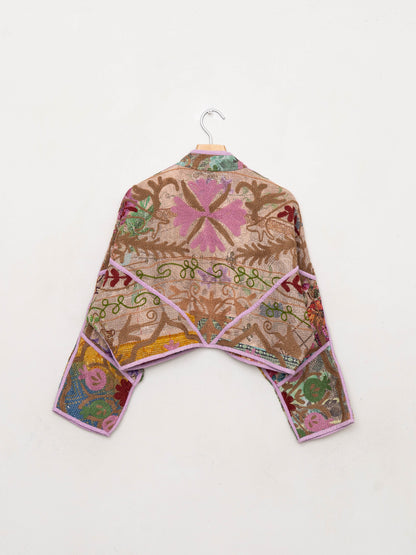 The Kaira Cropped Suzani Quilted Kantha Jacket
