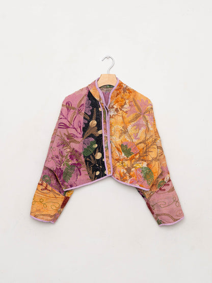 The Kaira Cropped Suzani Quilted Kantha Jacket