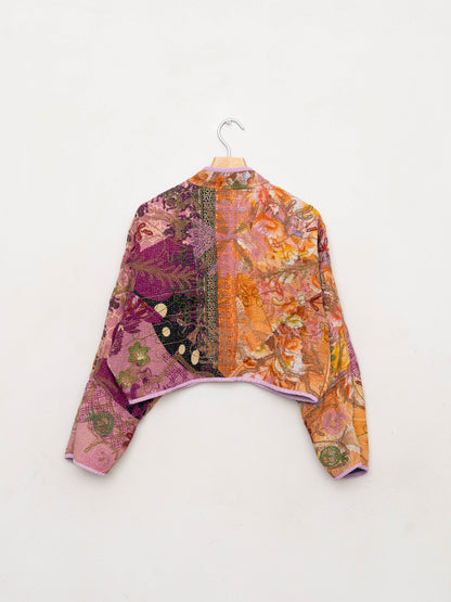 The Kaira Cropped Suzani Quilted Kantha Jacket