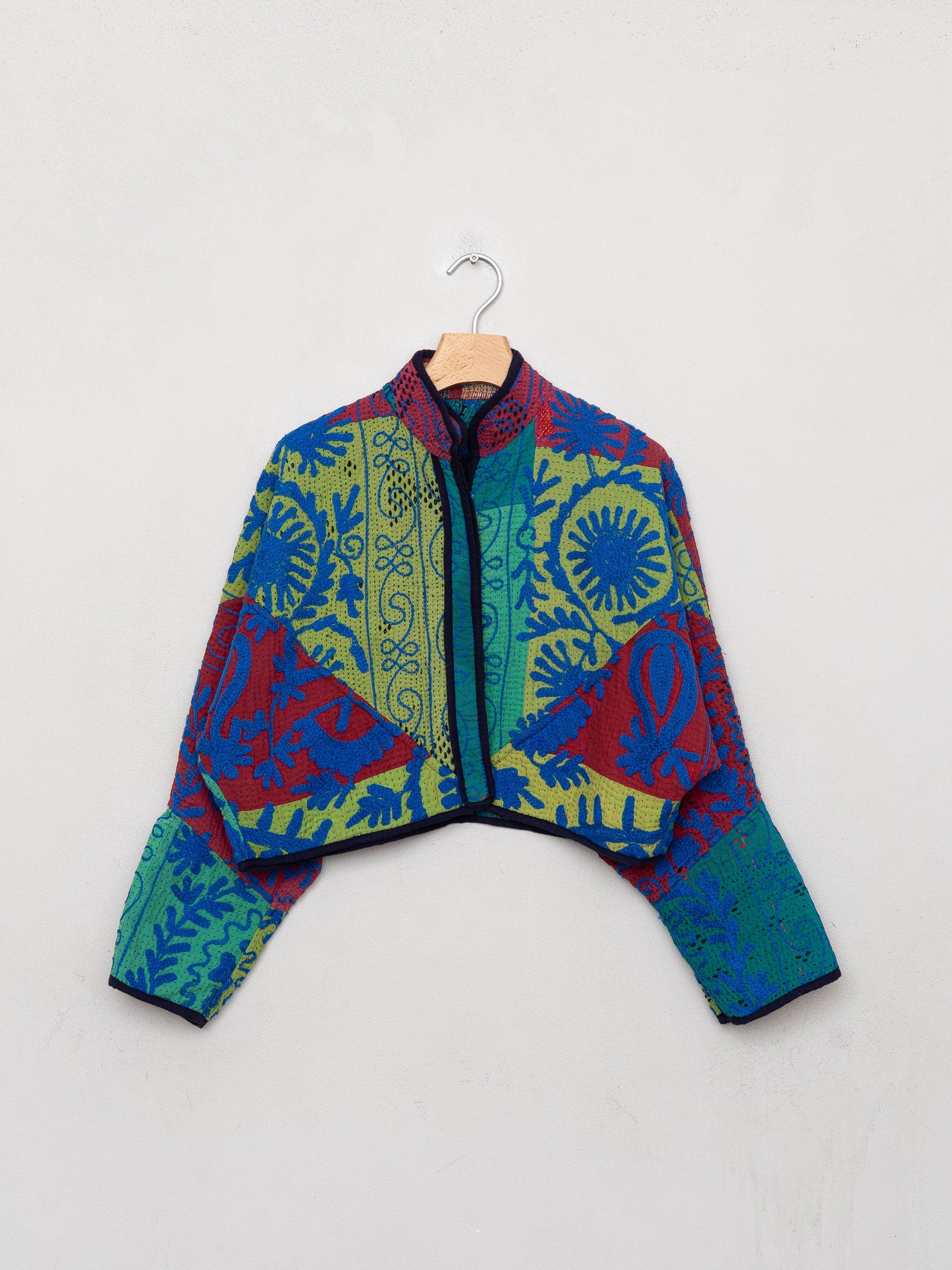 The Kaira Cropped Suzani Quilted Kantha Jacket