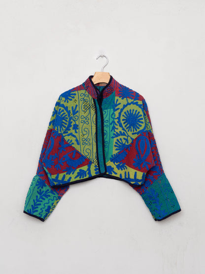The Kaira Cropped Suzani Quilted Kantha Jacket