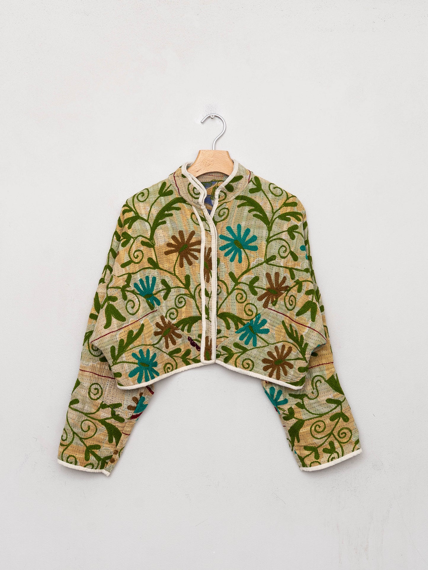 The Kaira Cropped Suzani Quilted Kantha Jacket