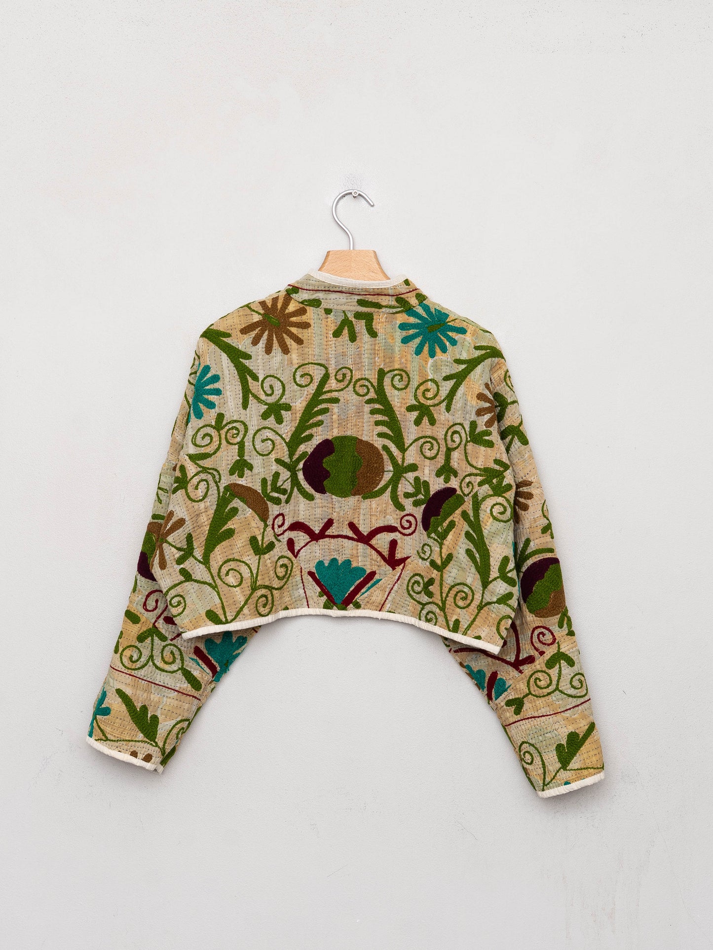 The Kaira Cropped Suzani Quilted Kantha Jacket