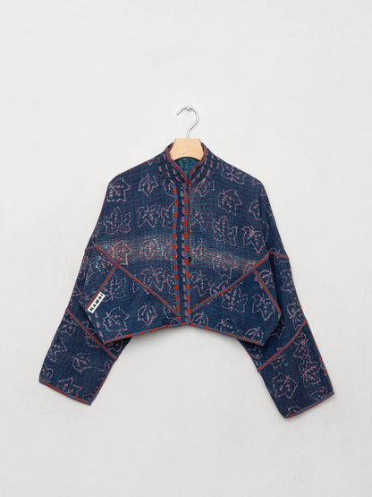 The Kaira Cropped Quilted Indigo Kantha Jacket
