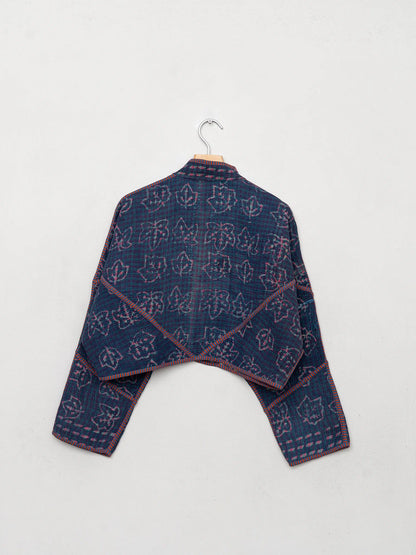 The Kaira Cropped Quilted Indigo Kantha Jacket