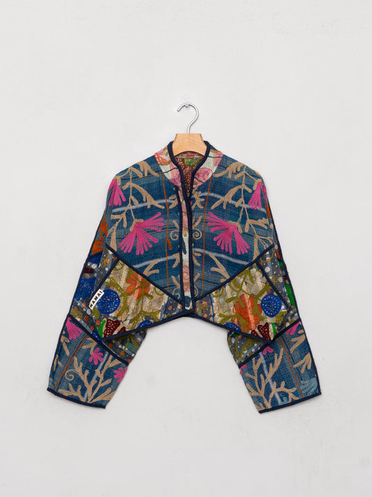 The Kaira Cropped Suzani Quilted Kantha Jacket