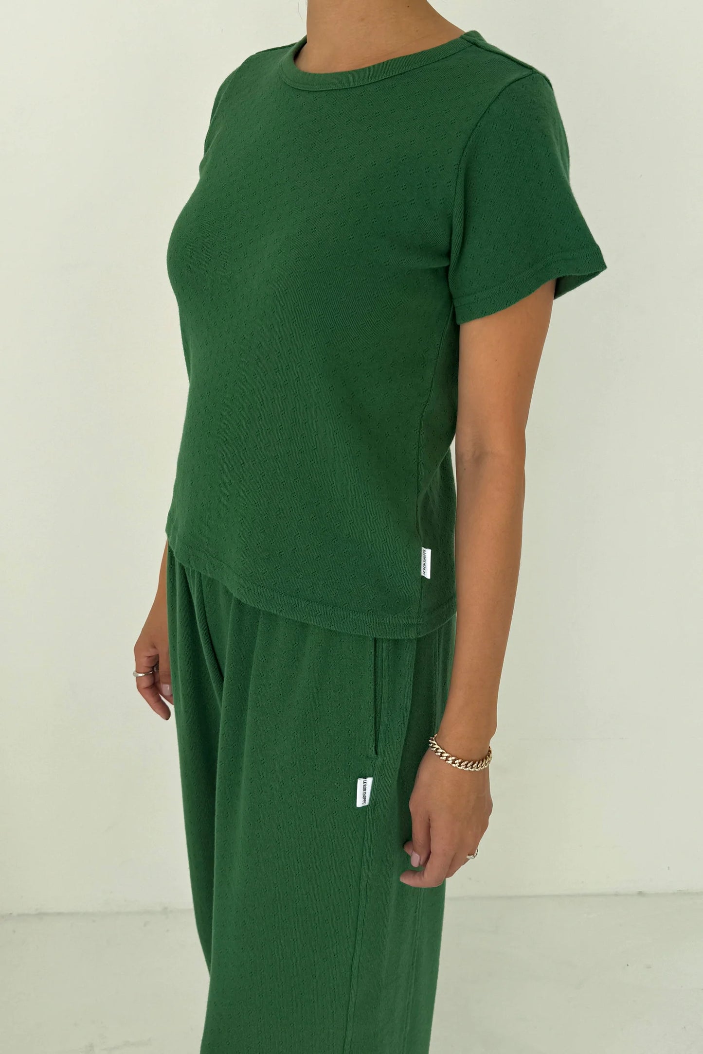 PREORDER Pointelle Babe Tee - Moss Green