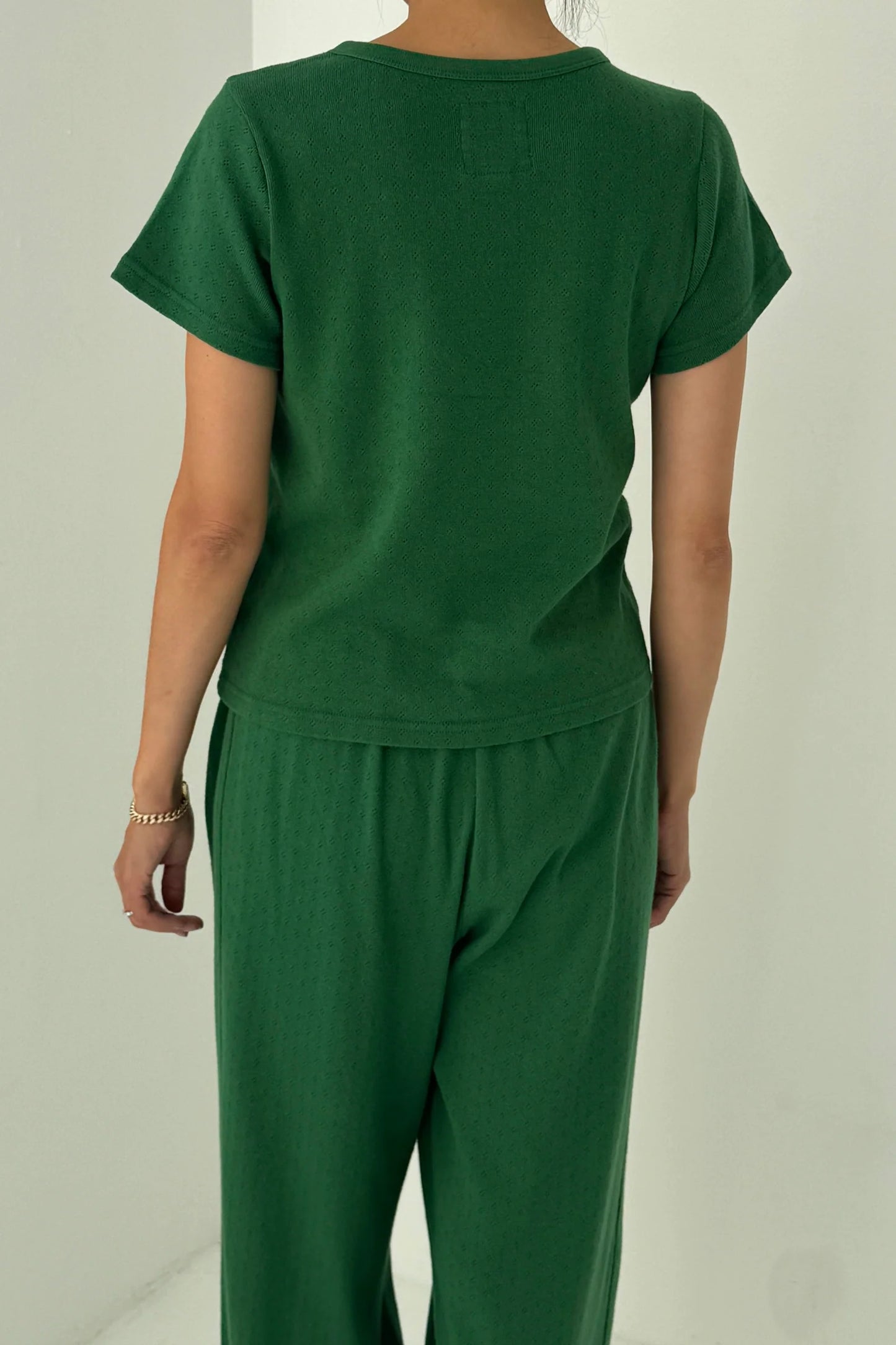 PREORDER Pointelle Babe Tee - Moss Green