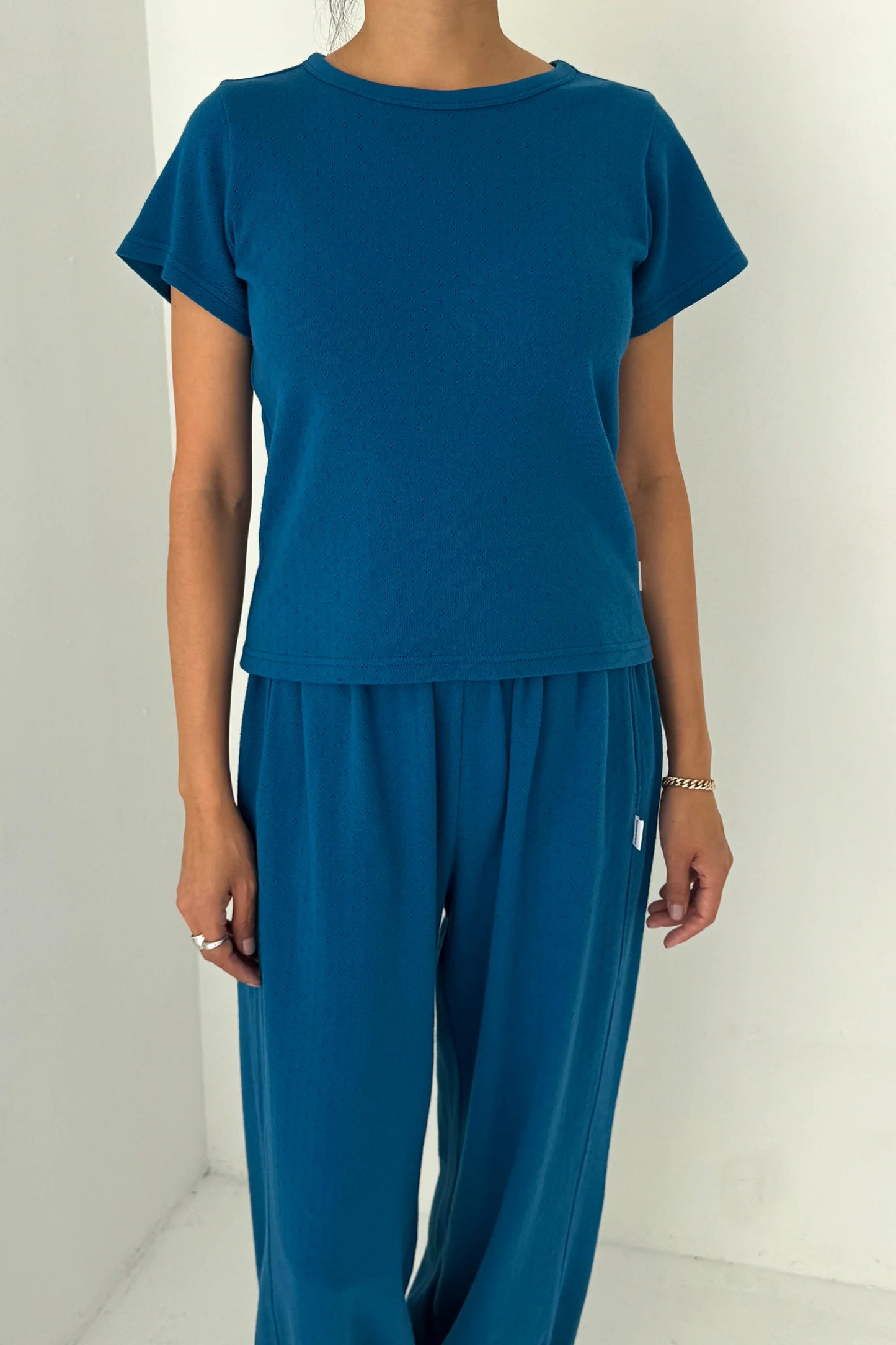 PREORDER Pointelle Babe Tee - Sea Blue