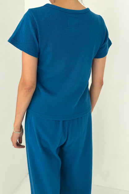 PREORDER Pointelle Babe Tee - Sea Blue